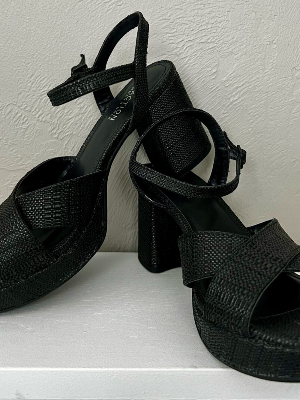 Kenneth Cole Black Platform Block Heel Sandal